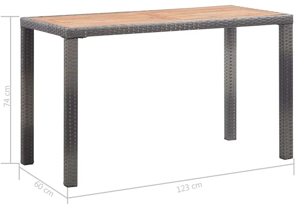 Τραπέζι Κήπου Ανθρακί/Καφέ 123x60x74 εκ. από Μασίφ Ξύλο Ακακίας - Ανθρακί