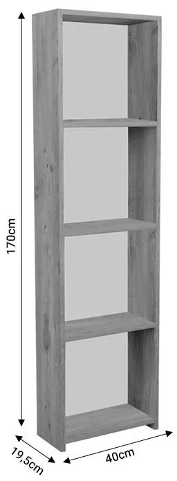 Βιβλιοθήκη Courtnai oak-λευκό μελαμίνης 40x19.5x170εκ