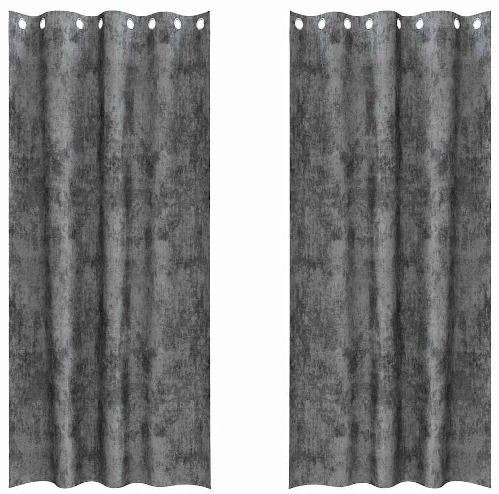 vidaXL Κουρτίνα με κουρτίνες 2 pcs Γκρι 225 x 140 εκ. Βελούδο