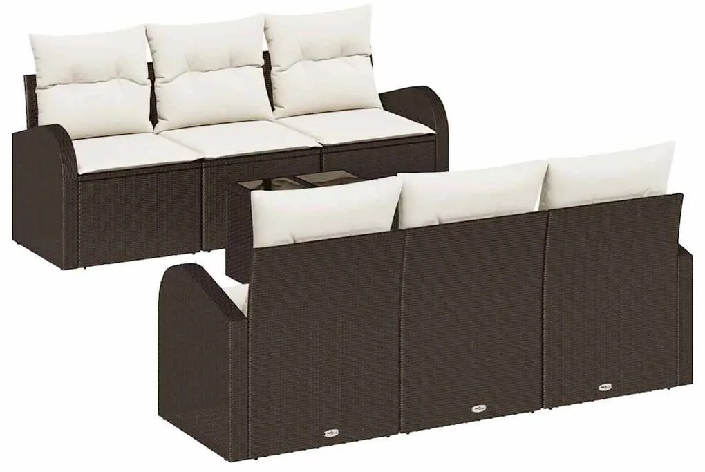 vidaXL Σετ Καναπέ Κήπου 7 pcs Καφέ 55 x 55 x 37 εκ Πολυ ράταν