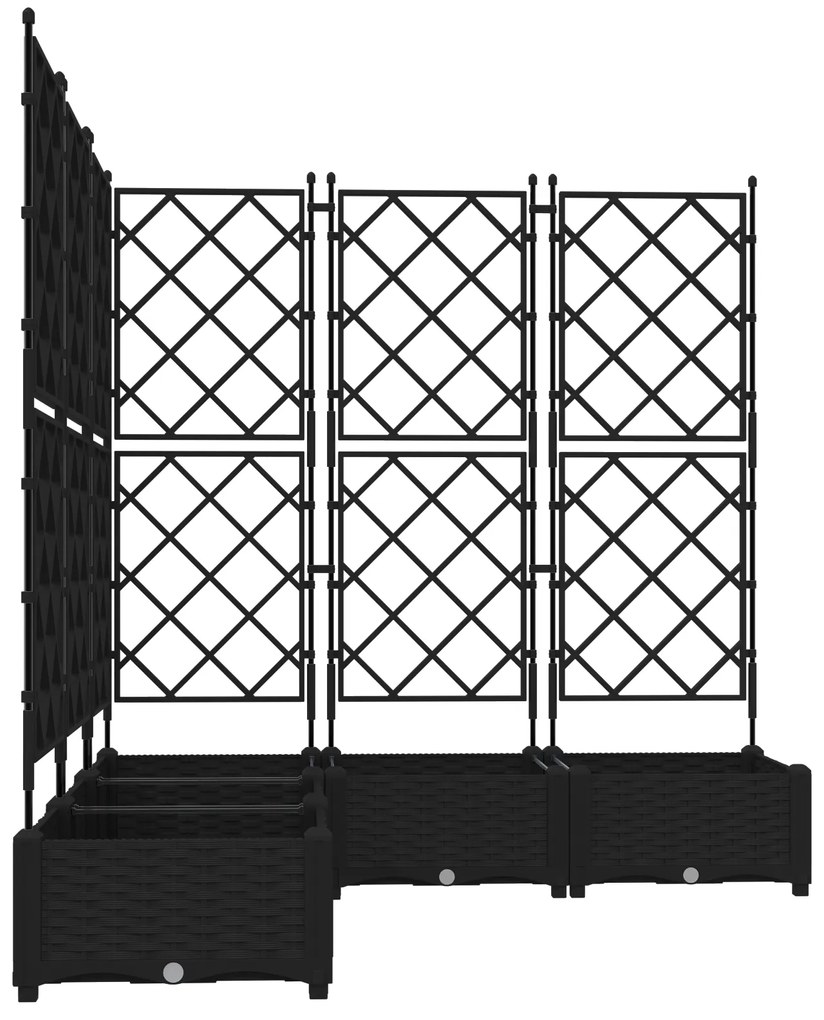 vidaXL Γλάστρα Κήπου με Τρέλις 5 τεμ Μαύρη 120x120x125.5 εκ