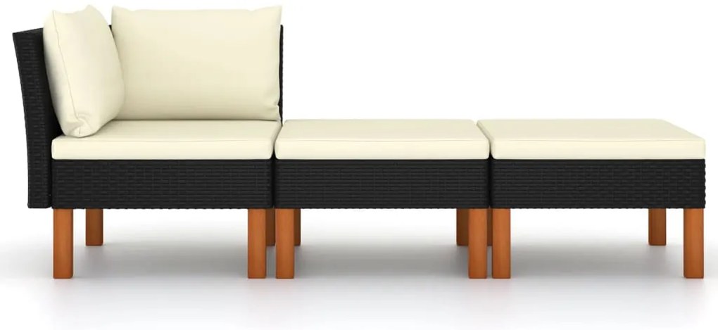 vidaXL Σαλόνι Κήπου 3 τεμ. από Συνθετικό Ρατάν / Μασίφ Ξύλο Ευκαλύπτου