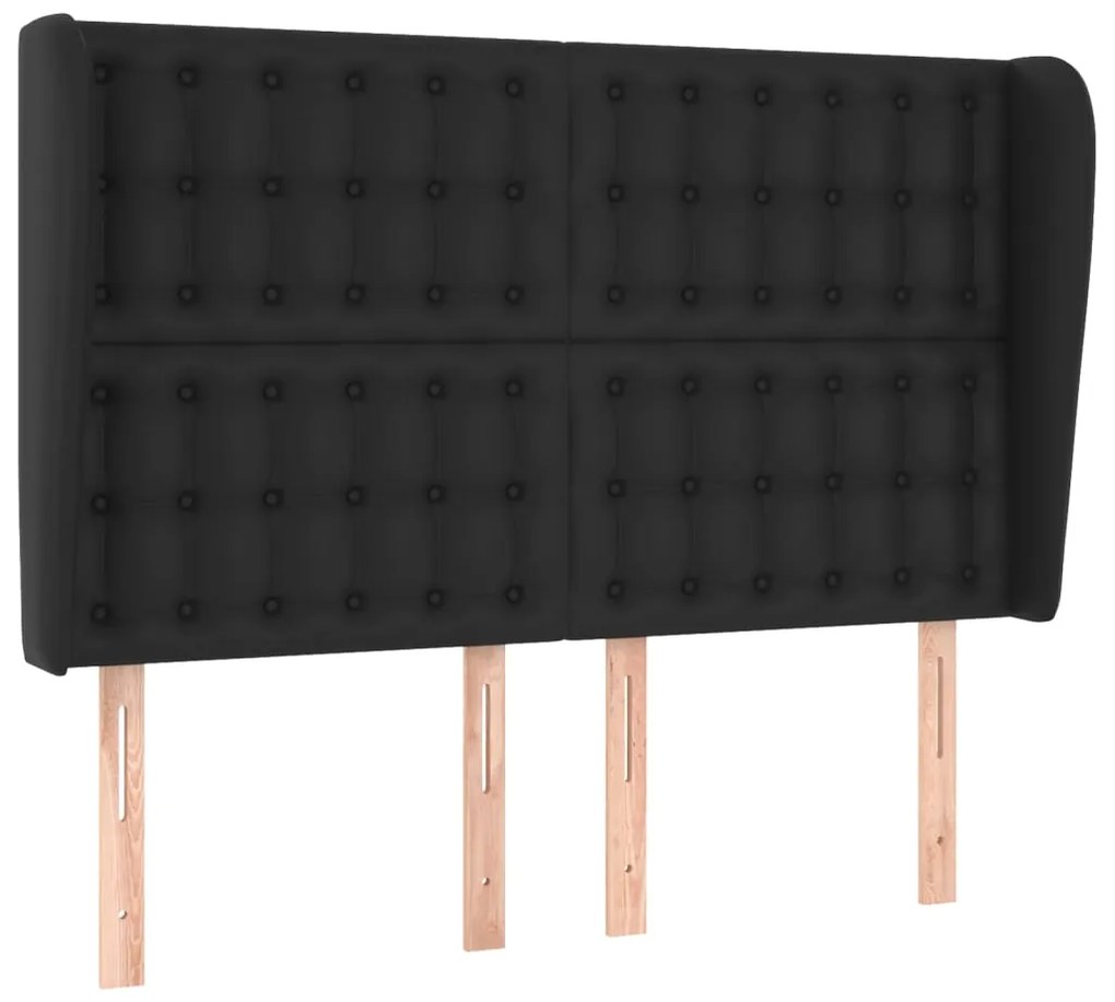 Κεφαλάρι με Πτερύγια Μαύρο 147x23x118/128 εκ. Συνθ. Δέρμα 3118046