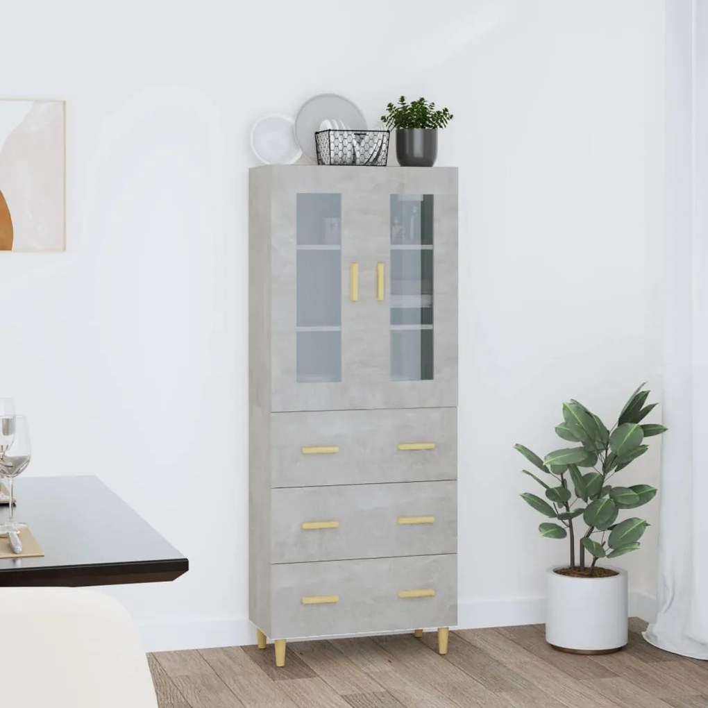 vidaXL Ντουλάπι Γκρι Σκυροδέματος 69,5x34x180 εκ. Επεξεργασμένο Ξύλο