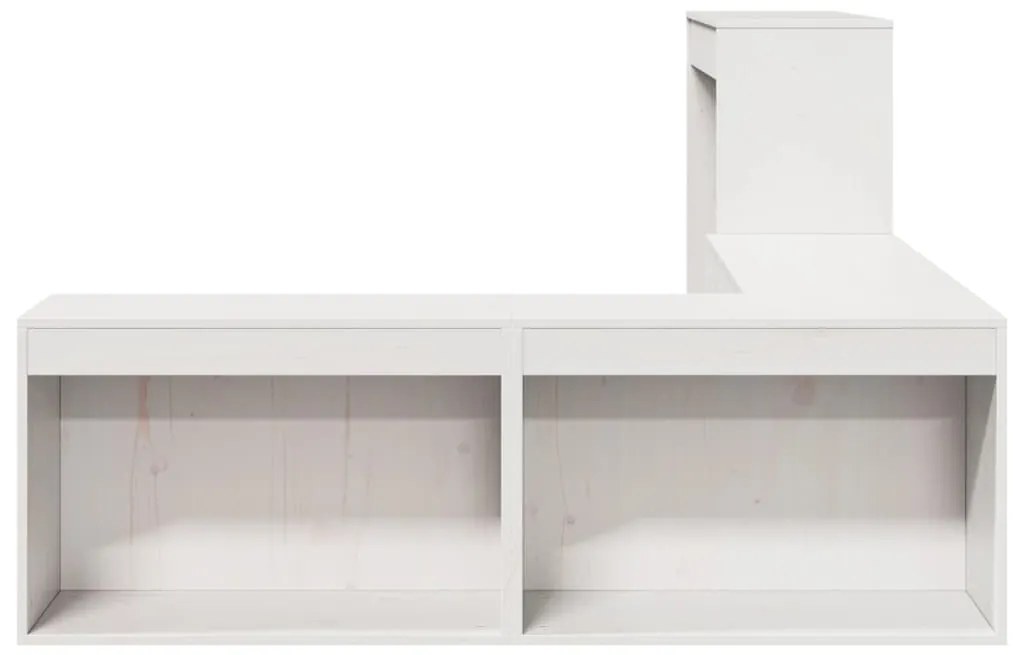 vidaXL Κομοδίνο με Γραφείο Λευκό 232x112x75 εκ. από Μασίφ Ξύλο Πεύκου
