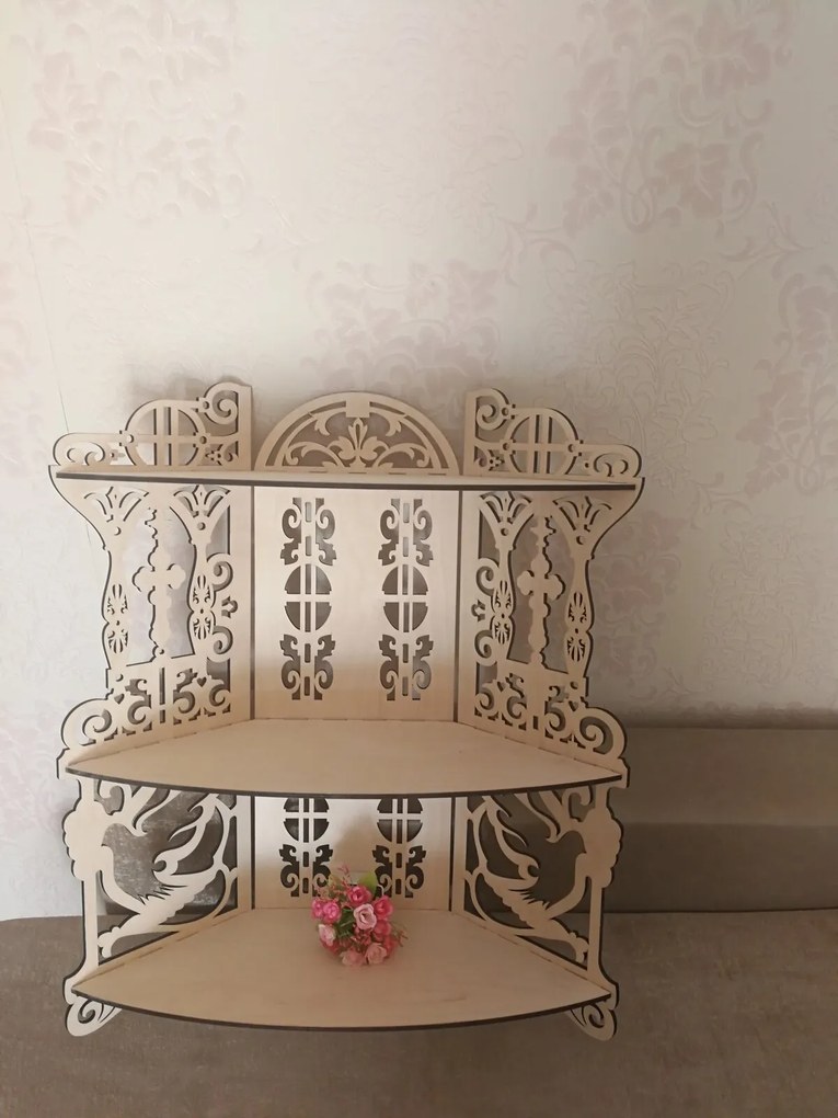 Intra απο ξύλο plywood 3mm-4mm πάχος - Εικονοστάσι Home Ξύλινο Ράφι Δίασταση 30x30 cm Intraeaxys-078y5eno