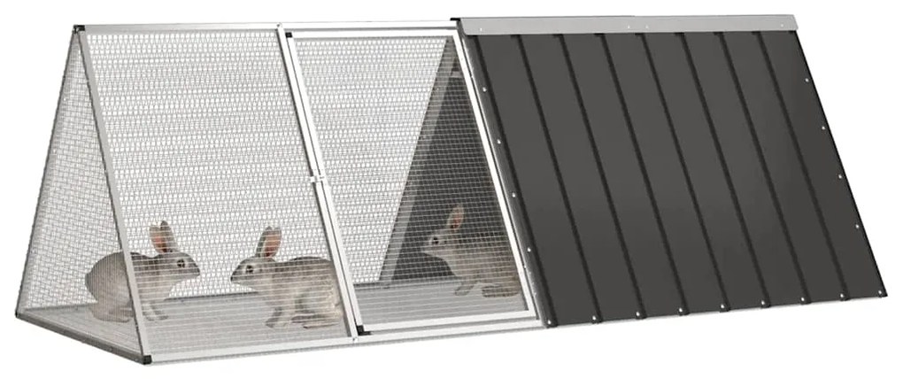 vidaXL Κλουβί Κουνελιών Ανθρακί 201,5x80,5x71 εκ Γαλβανισμένος Χάλυβας