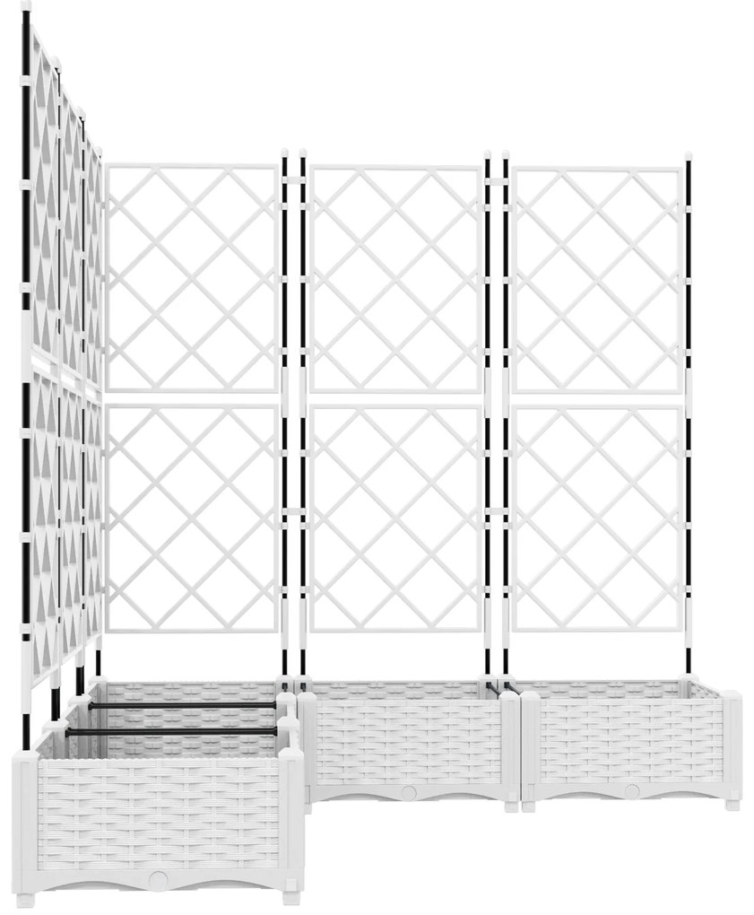 vidaXL Γλάστρα Κήπου με Πύργο 5 τεμ Λευκή 120x120x125.5 εκ