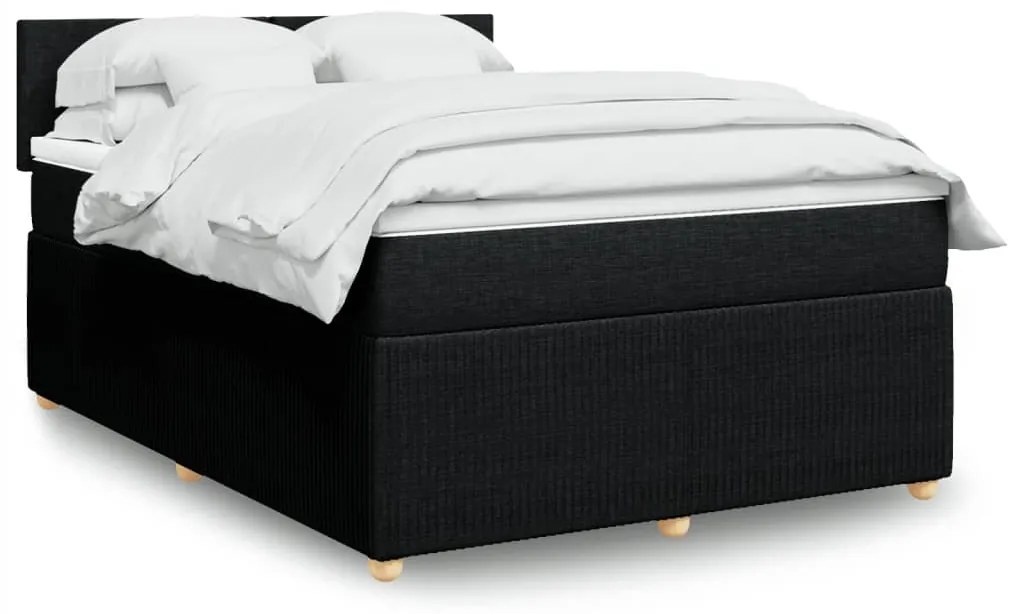 vidaXL Κρεβάτι Boxspring με Στρώμα Μαύρο 140x200 εκ. Υφασμάτινο