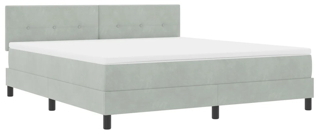 vidaXL Κρεβάτι Box Spring με Στρώμα Γκρι Ανοιχτό Σούπερ Κάτω από Βελούδο