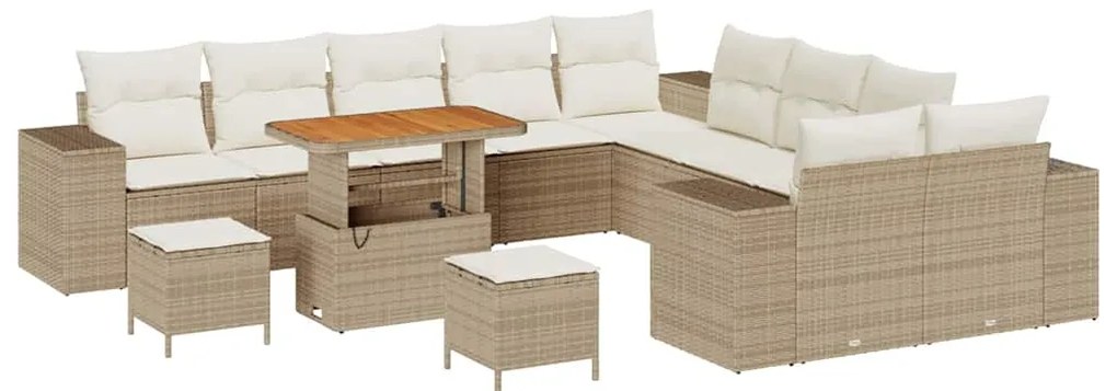 vidaXL Σετ Καναπέ Κήπου Ρυθμιζόμενο ύψος 13 pcs Μπεζ συνθετικό ρατάν
