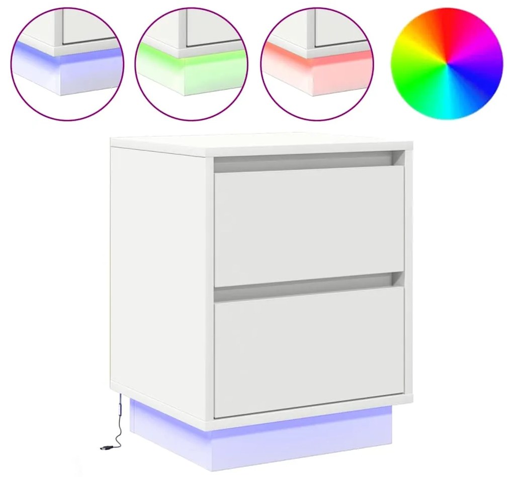 vidaXL Κομοδίνο με 2 pcs Λευκό 39 x 34.5 x 50 εκ. Επεξεργασμένο ξύλο