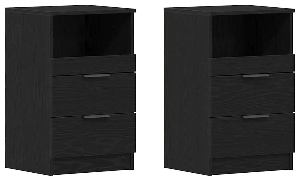 vidaXL Κομοδίνο 2 pcs Μαύρη δρυς 40 x 35 x 65 εκ. Επεξεργασμένο ξύλο