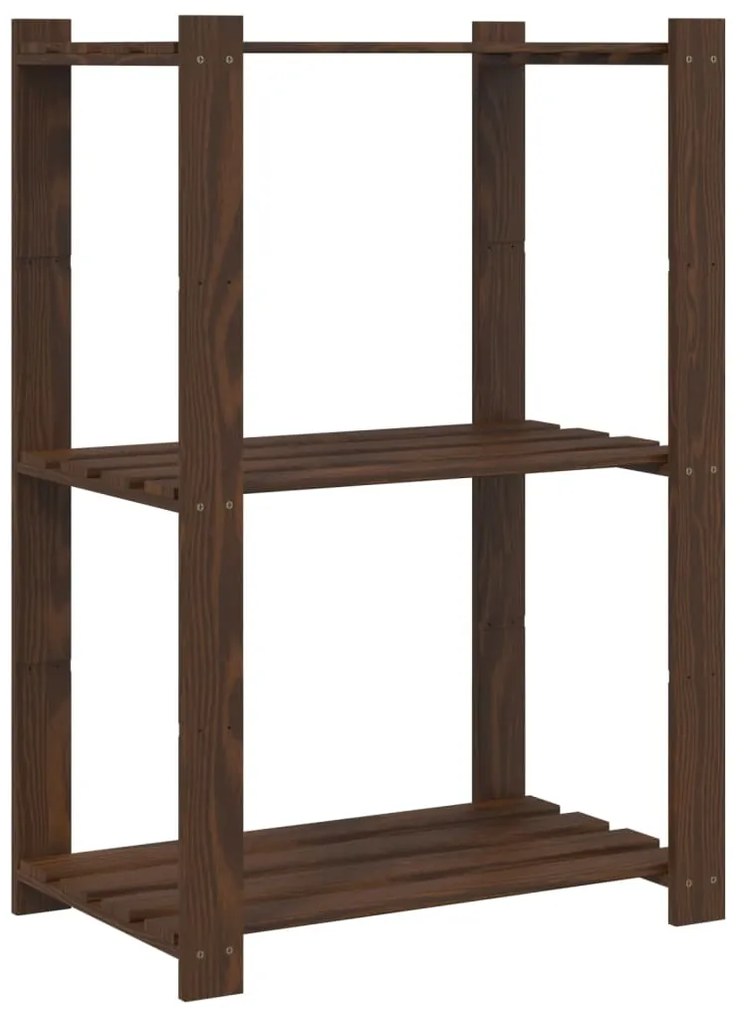 vidaXL Ραφιέρα με 3 Ράφια Καφέ 60 x 38 x 90 εκ. από Μασίφ Ξύλο Πεύκου