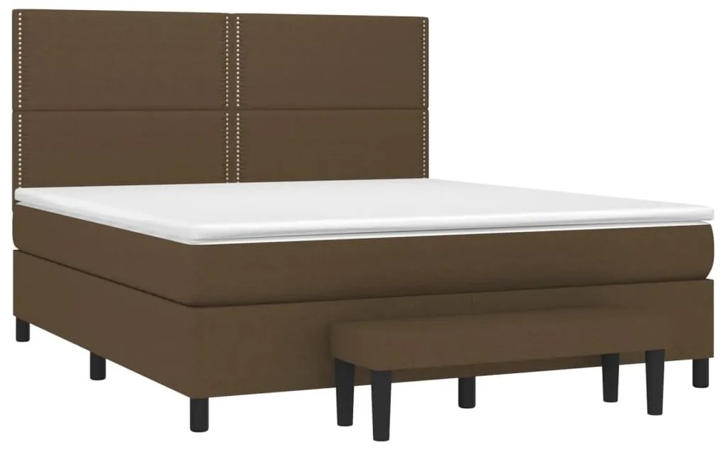 vidaXL Κρεβάτι Boxspring με Στρώμα Σκούρο Καφέ 180x200 εκ Υφασμάτινο