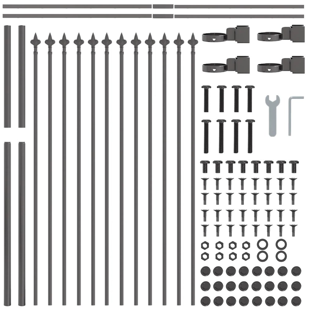 vidaXL Περίφραξη κήπου με αιχμές, Γκρι, 13,6x1,2 μ, Χάλυβας