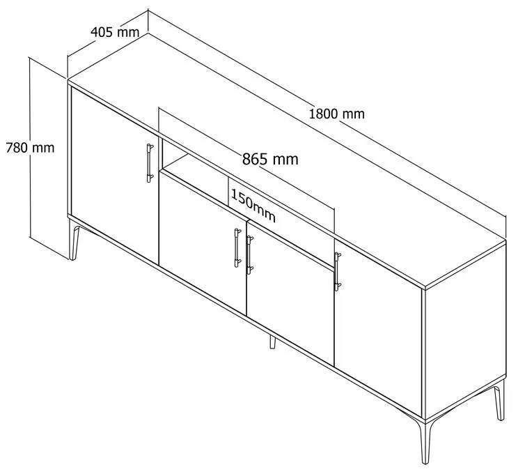 Μπουφές Fumomel μελαμίνης sonoma-ανθρακί-μαύρο 180x40,5x78εκ 180x40.5x78 εκ.