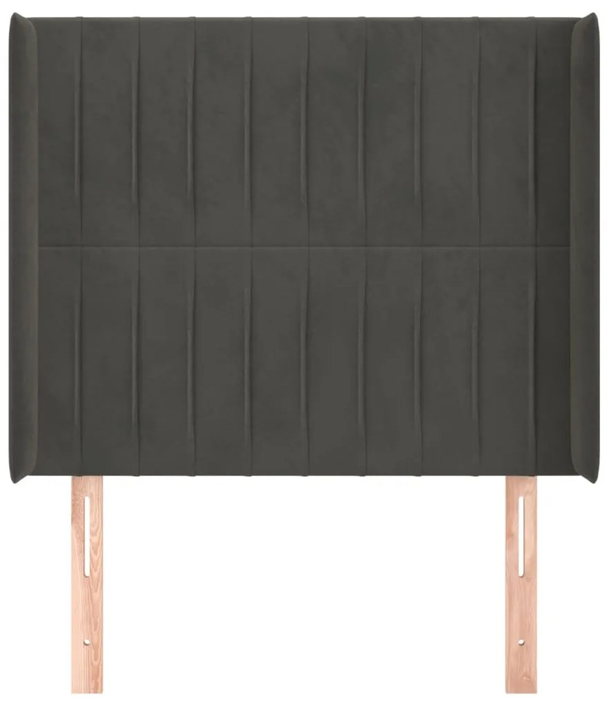 vidaXL Κεφαλάρι με Πτερύγια Σκούρο Γκρι 103x16x118/128 εκ.Βελούδινο