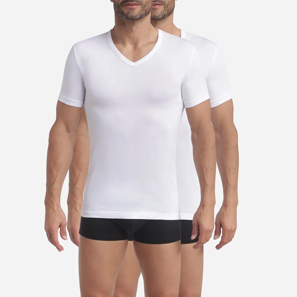 Σετ 2 T-shirts μονόχρωμων με λαιμό σε V