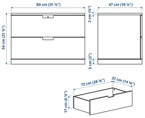 NORDLI συρταριέρα με 2 συρτάρια, 80X54 cm 992.394.94