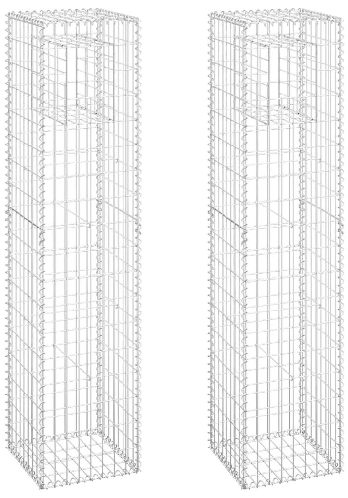 vidaXL Συρματοκιβώτια Στύλοι 2 τεμ. 40 x 40 x 180 εκ. Σιδερένιοι