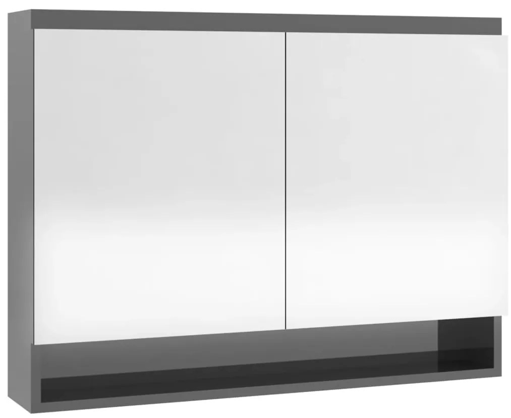 vidaXL Ντουλάπι Μπάνιου με Καθρέφτη 80x15x60 εκ. Λαμπερό Γκρι από MDF