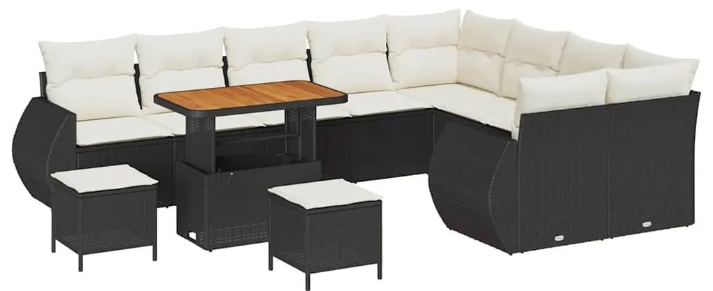 vidaXL Σετ Καναπέ Κήπου 12 pcs Μαύρο και κρεμ 90 x 55 x 71 cm