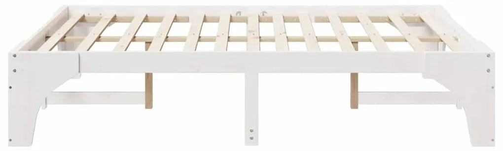 vidaXL Κρεβάτι δαπέδου Λευκό 150 x 200 cm Μασίφ ξύλο πεύκου