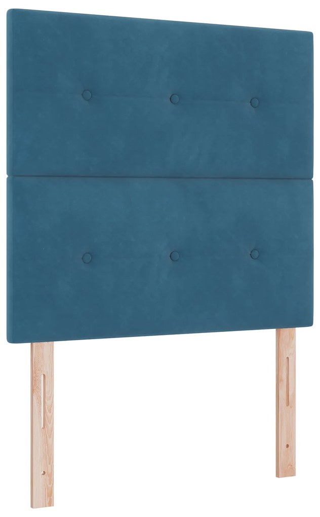 vidaXL κρεβάτι Box Spring με στρώμα & LED σε σκούρο μπλε 90x190 εκ. από βελούδο