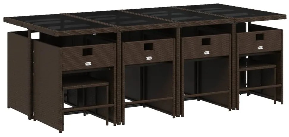 vidaXL Σετ Τραπεζαρίας Κήπου 13 τεμ. Καφέ από Συνθ. Ρατάν με Μαξιλάρια