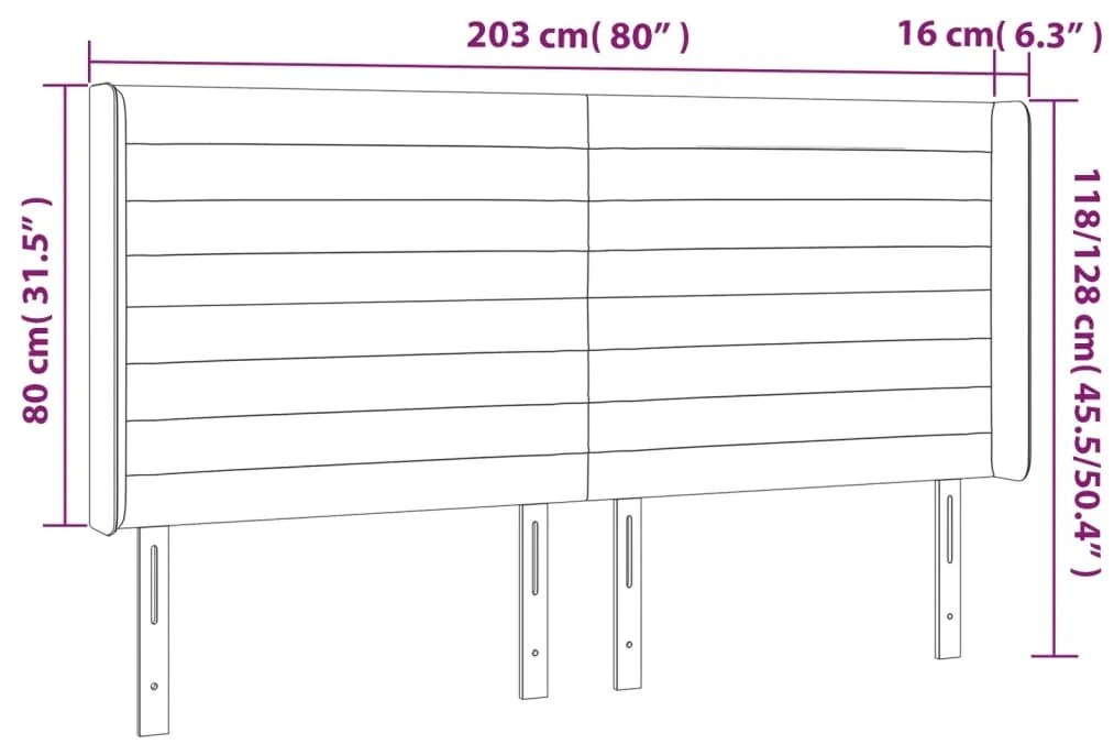 vidaXL Κεφαλάρι Κρεβατιού LED Ανοιχτό Γκρι 203x16x118/128 εκ.