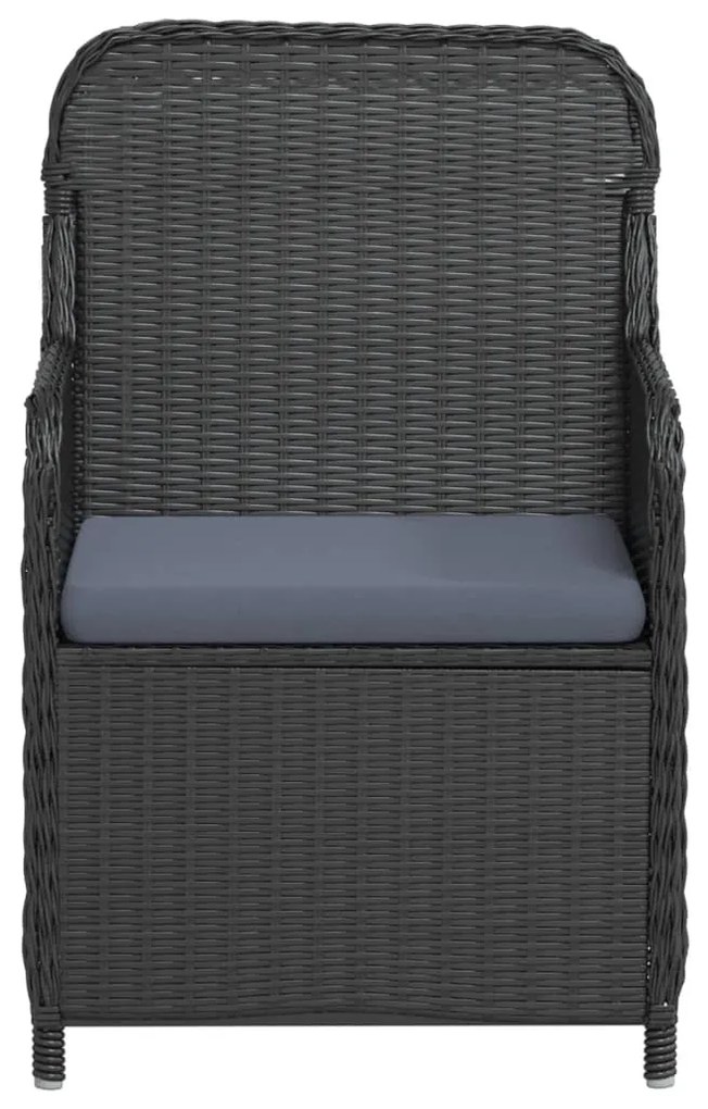 vidaXL Σετ Τραπεζαρίας Κήπου 9 τεμ Μαύρο με Μαξιλάρια