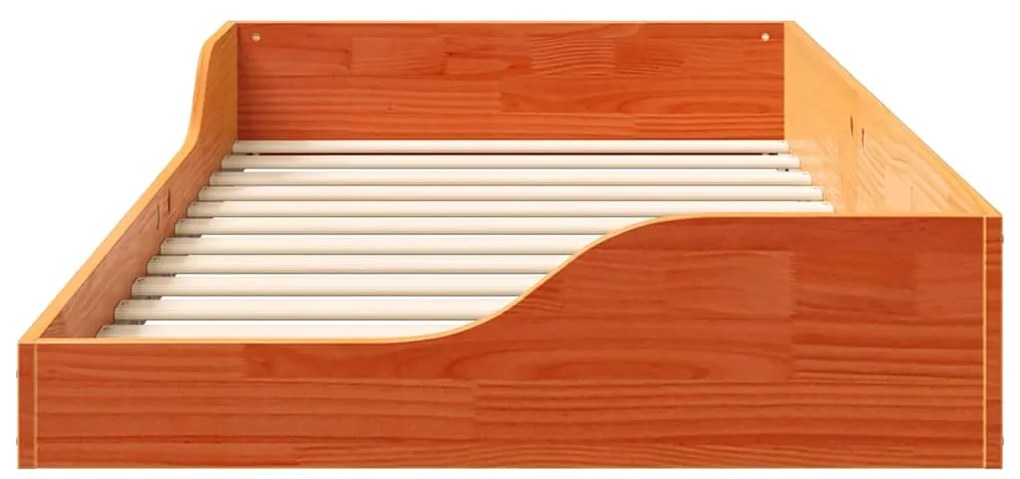 vidaXL Κρεβάτι δαπέδου Καφέ κεριού 90 x 190 cm Μασίφ ξύλο πεύκου