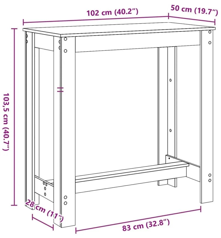 Τραπέζι Μπαρ Γκρι Σκυροδέματος 102x50x103,5εκ. Επεξεργ. Ξύλο - Γκρι