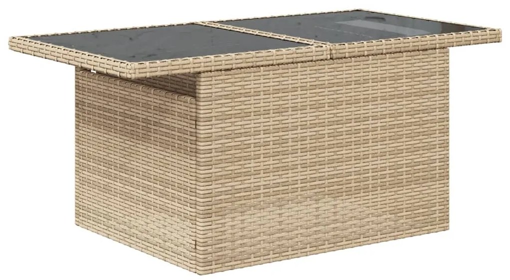 vidaXL Τραπέζι Κήπου με Γυάλινη Επιφάνεια Μπεζ 100x55x73 εκ Ρατάν