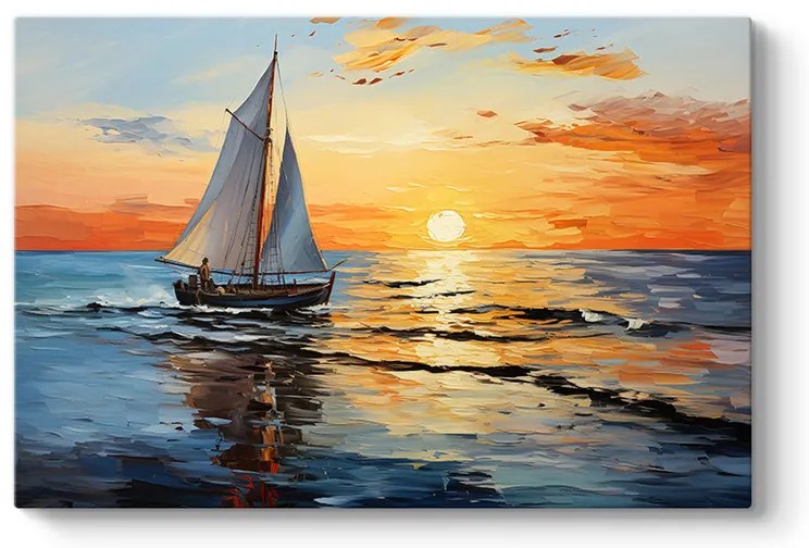 Πίνακας σε καμβά &quot;Fisherman at the sunset&quot; Megapap ψηφιακής εκτύπωσης 120x60x3εκ.