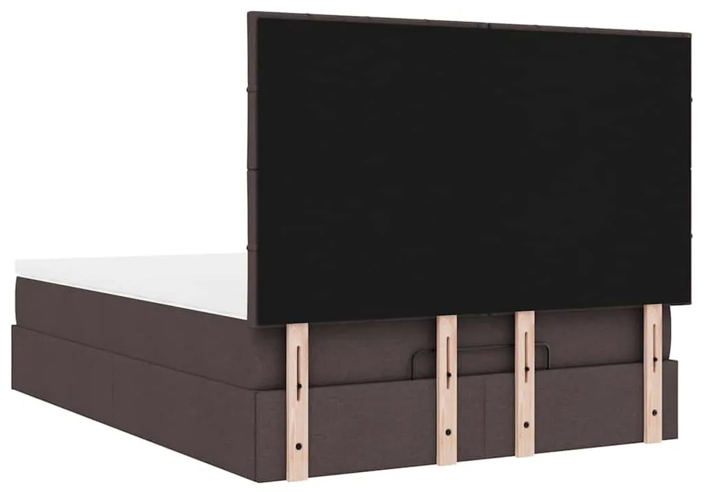 Οθωμανικό κρεβάτι με στρώμα σκούρο καφέ 140x190cm ύφασμα 3313157