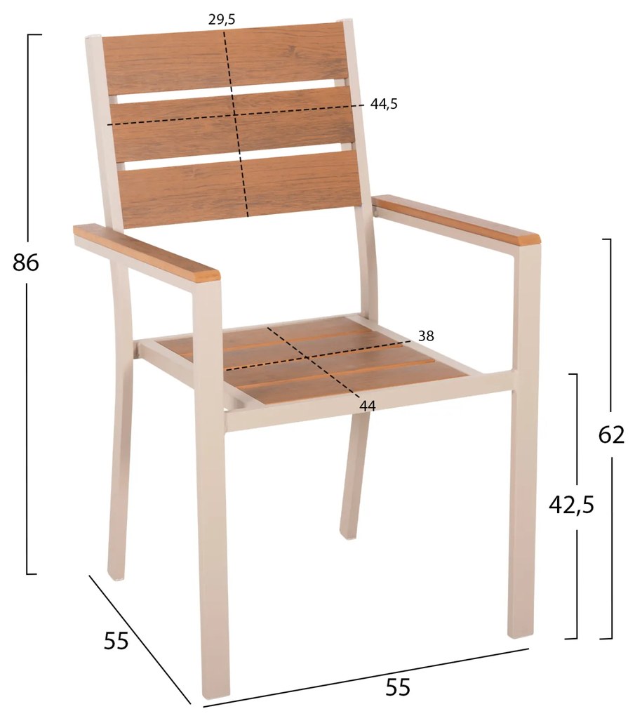 ΠΟΛΥΘΡΟΝΑ ΑΛΟΥΜΙΝΙΟΥ SAGA HM5981.04 ΣΑΜΠΑΝΙ-POLYWOOD ΣΕ ΦΥΣΙΚΟ 55x55x86Υεκ. - HM5981.04