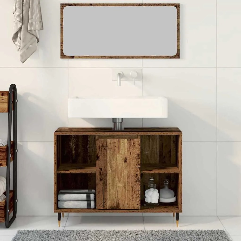 vidaXL Ντουλάπι Μπάνιου Παλαιό ξύλο 80 x 33 x 60 εκ Επεξεργασμένο ξύλο