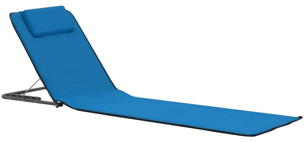 vidaXL Στρώματα - Ξαπλώστρες Πτυσσόμενα 2 τεμ. Μπλε από Ατσάλι/Ύφασμα