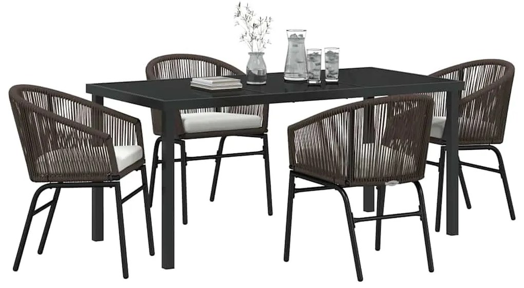 vidaXL Σέτ φαγητού για κήπο 5 pcs Καφέ Πολυ ράταν