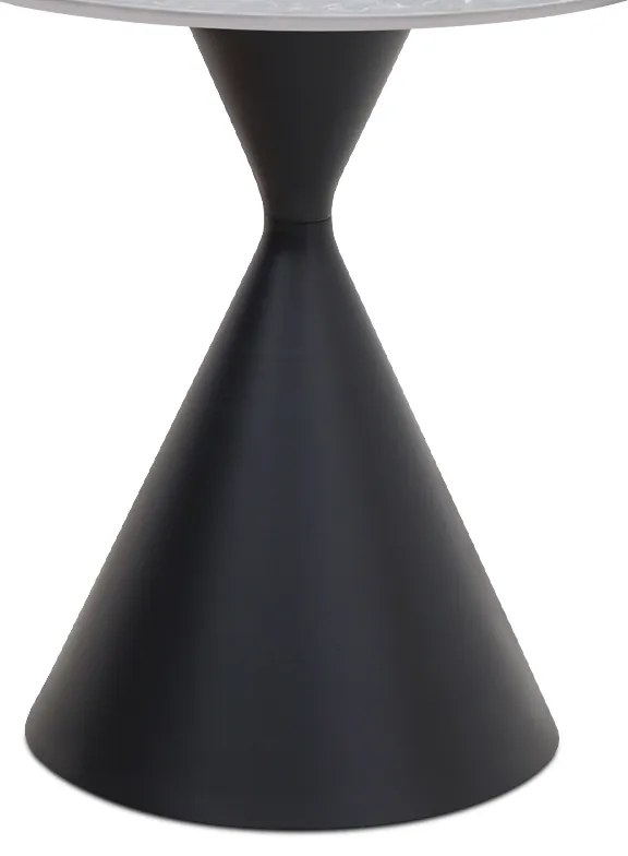 Τραπεζάκι βοηθητικό Logan Megapap sintered stone - μέταλλο χρώμα γκρι εφέ μαρμάρου - μαύρο Ø50x56εκ.