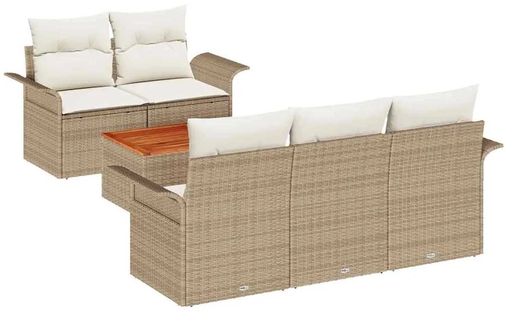 vidaXL Σετ Καναπέ Κήπου με μαξιλάρι με αποθήκευση 6 pcs Μπεζ και Κρέμα