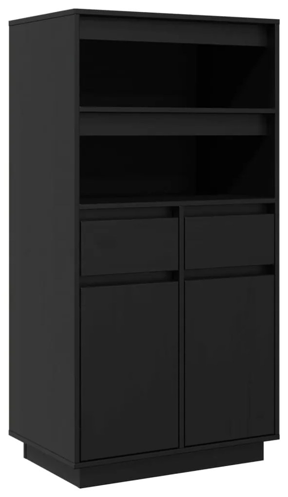 vidaXL Ντουλάπι Ψηλό Μαύρο 60x40x116,5 εκ. από Μασίφ Ξύλο Πεύκου