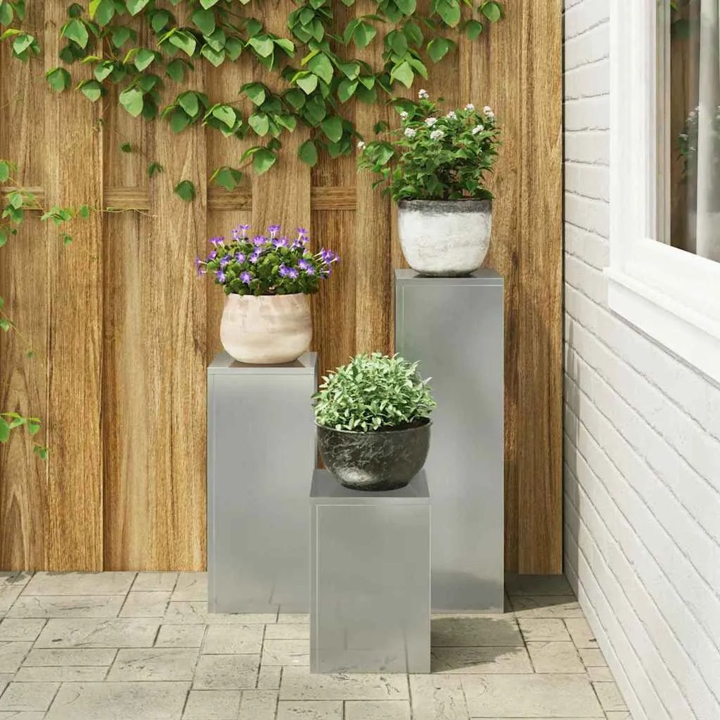 vidaXL Στήριξη φυτών 3 pcs Ασημί 24 x 24 x 75 εκ.