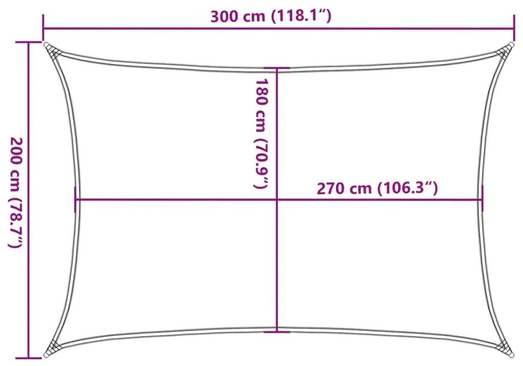 Πανί Σκίασης Ορθογώνιο Ανοιχτό Γκρι 2x3 μ. HDPE 160 γρ./μ² - Γκρι