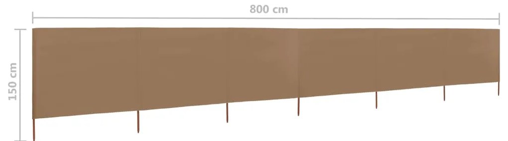 vidaXL Προστατευτικό Αέρα με 6 Πάνελ Taupe 800 x 120 εκ. Υφασμάτινο