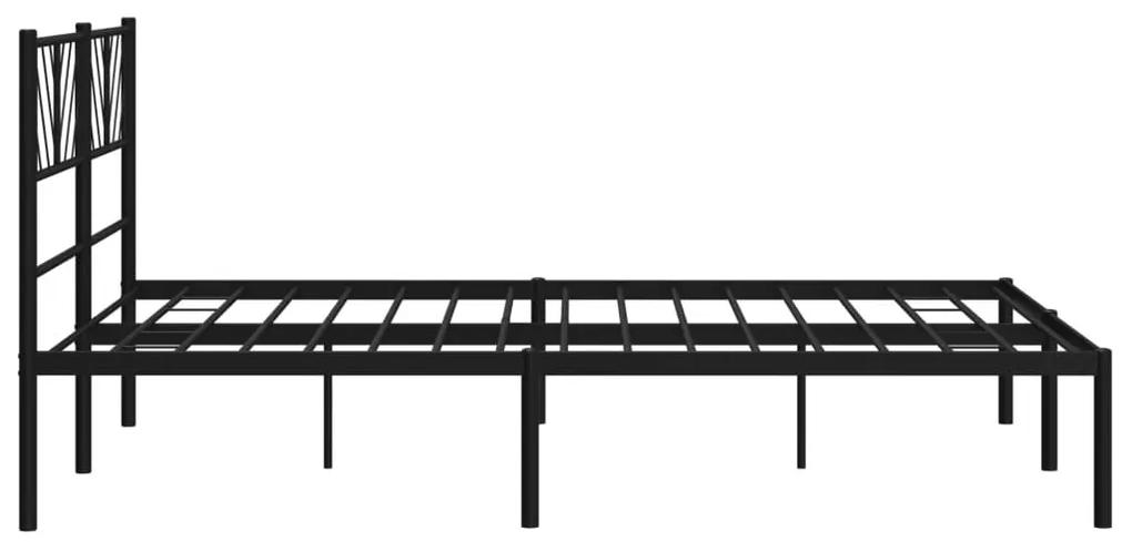 Πλαίσιο Κρεβατιού με Κεφαλάρι Μαύρο 140 x 190 εκ. Μεταλλικό - Μαύρο