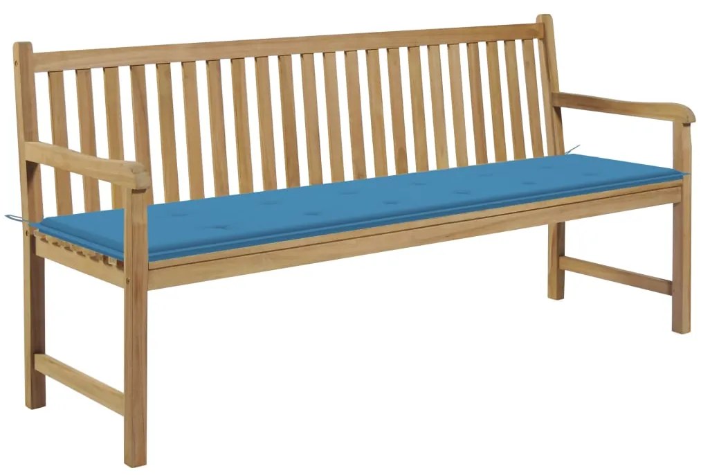 vidaXL Παγκάκι Κήπου 175 εκ. από Μασίφ Ξύλο Teak με Μπλε Μαξιλάρι
