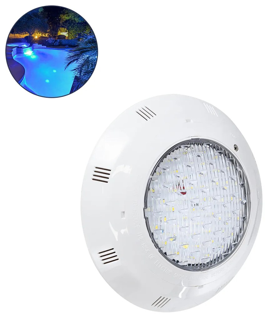 GloboStar® POOLΕΤΙ 61539 PRO Φωτιστικό Πισίνας LED 25W 2000lm 120° AC/DC 12V Αδιάβροχο IP68 IK06 Tempered Glass Φ30 x Υ6.5cm Φυσικό Λευκό 4500K - Bridgelux Chip - 2 Meter VDE Certified Cable - 3 Years Warranty